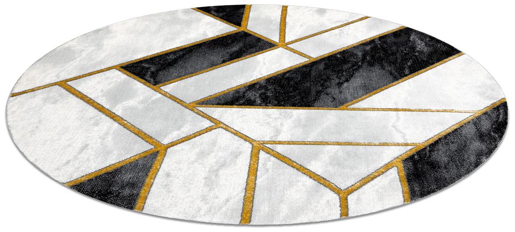 Exclusiv EMERALD covor 1015 cerc - glamour, stilat, marmură, geometric negru / aur