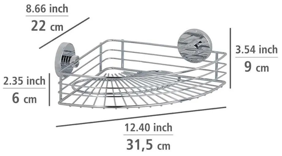 Raft autoadeziv cu sistem de prindere Vacuum-Loc pentru colț Wenko, până la 33 kg