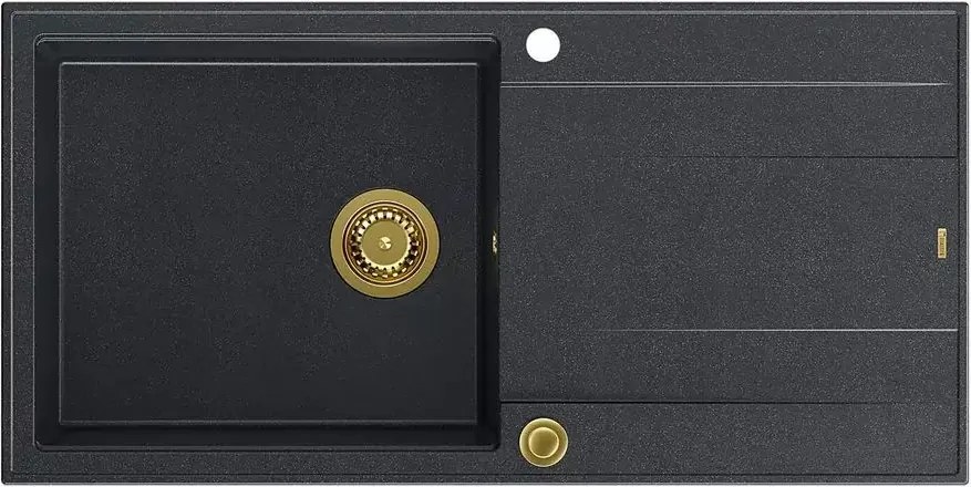 Chiuveta compozit incastrata Quadron Unique Evan 146 XL negru diamant - auriu 100x50 cm