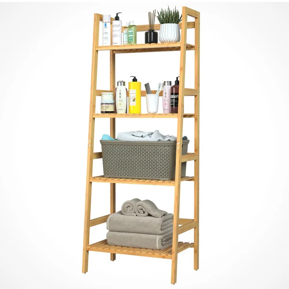 Raft de bambus ZOJA, 4 polițe, 48x32x123cm, maro Casaria