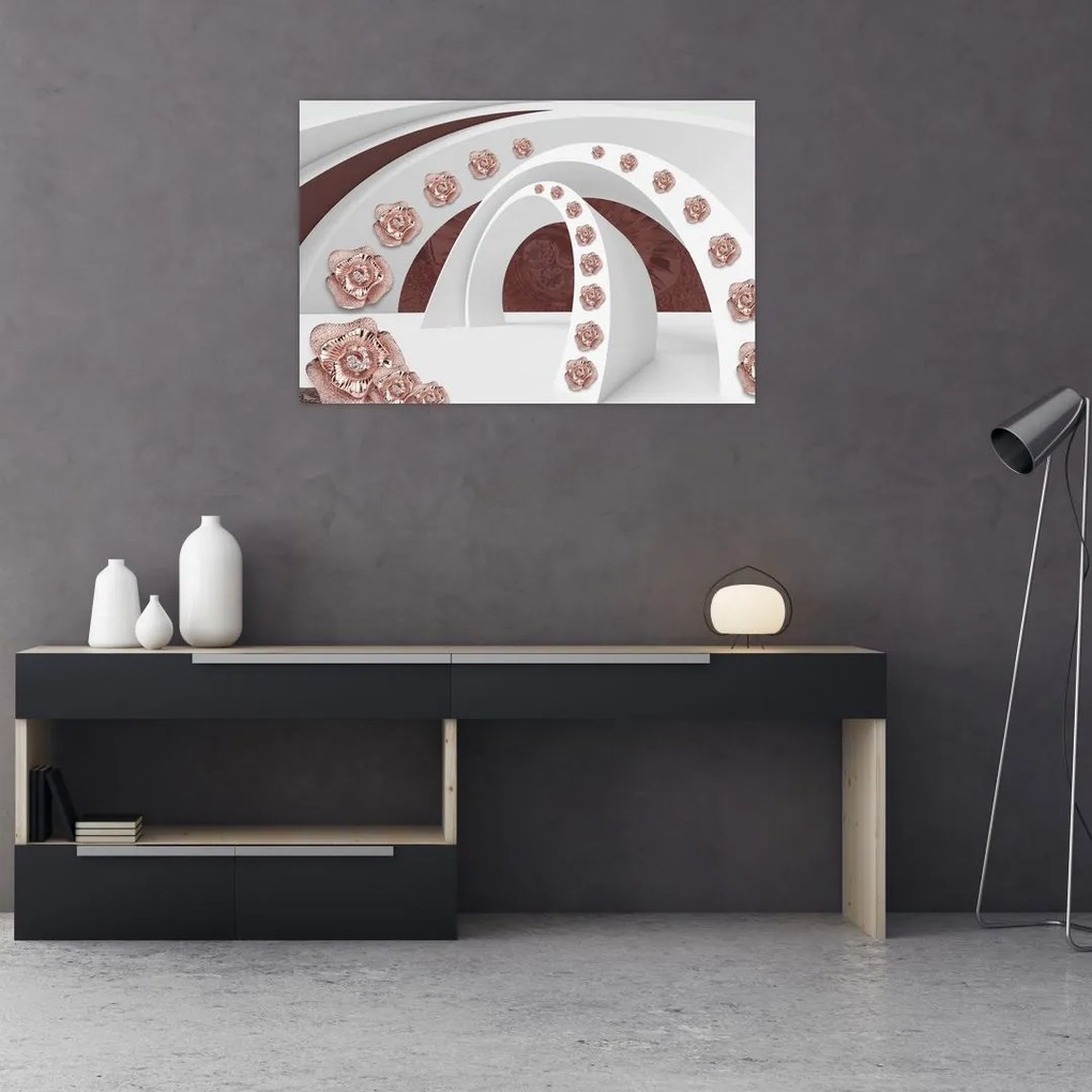 Tablou - Arcade 3D cu flori (90x60 cm)