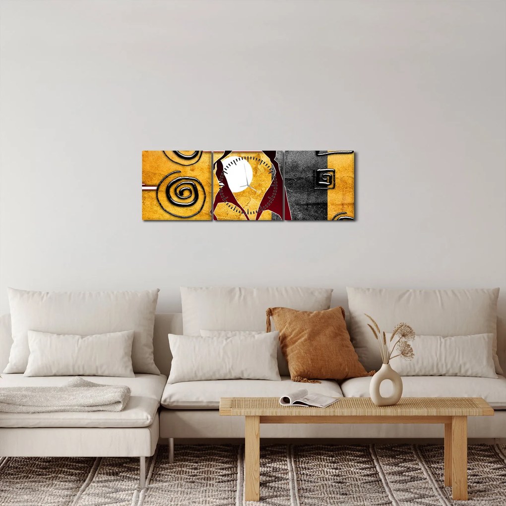 Tablou - Pictură străveche (cu ceas) (90x30 cm)