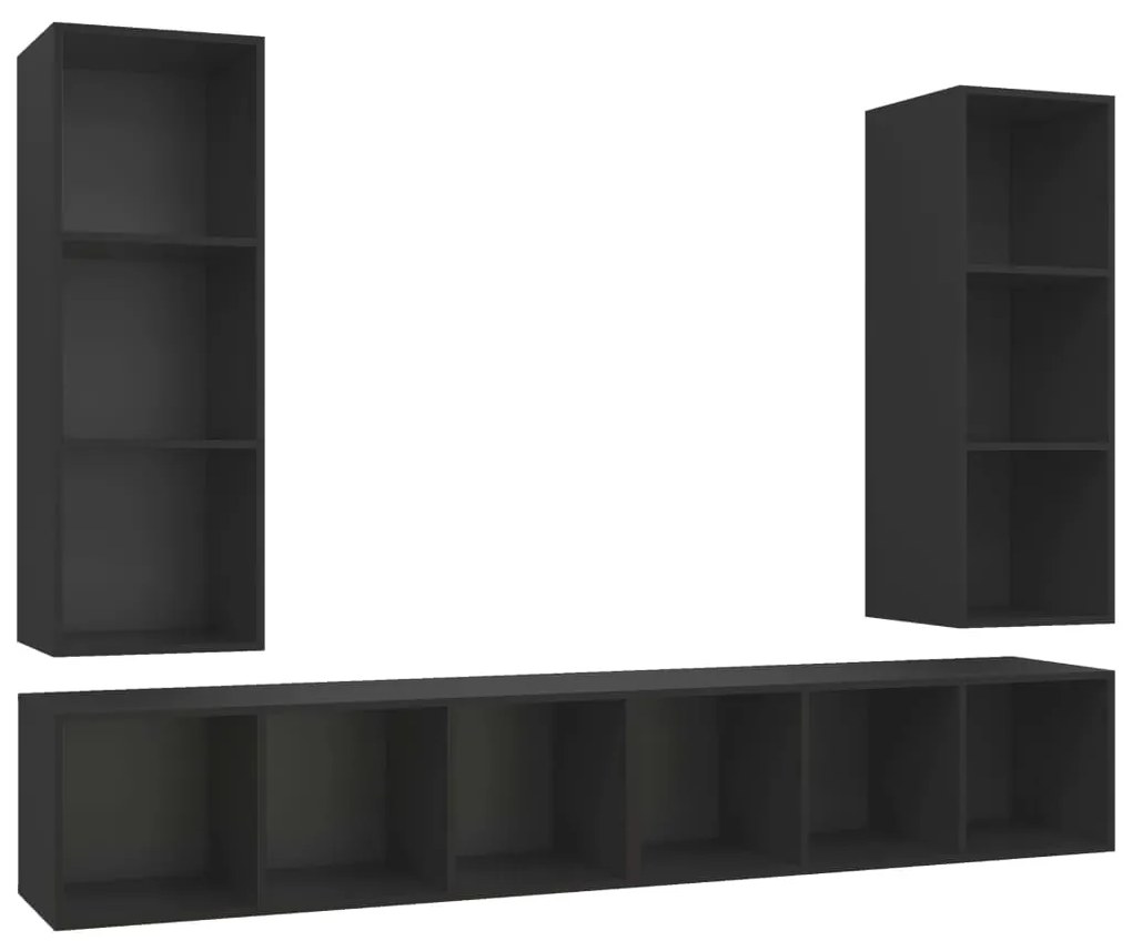 3079881 vidaXL Dulapuri TV suspendate, 4 buc, negru, lemn prelucrat