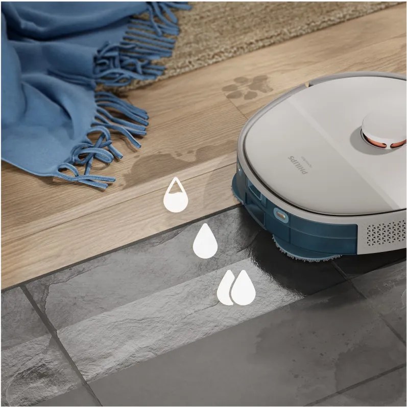 Aspirator robot și mop Philips XU5100/20, 4800 mAh, 10000 Pa, WiFi, navigare LDS, EPA 10, Curățare uscată / umedă, Bej