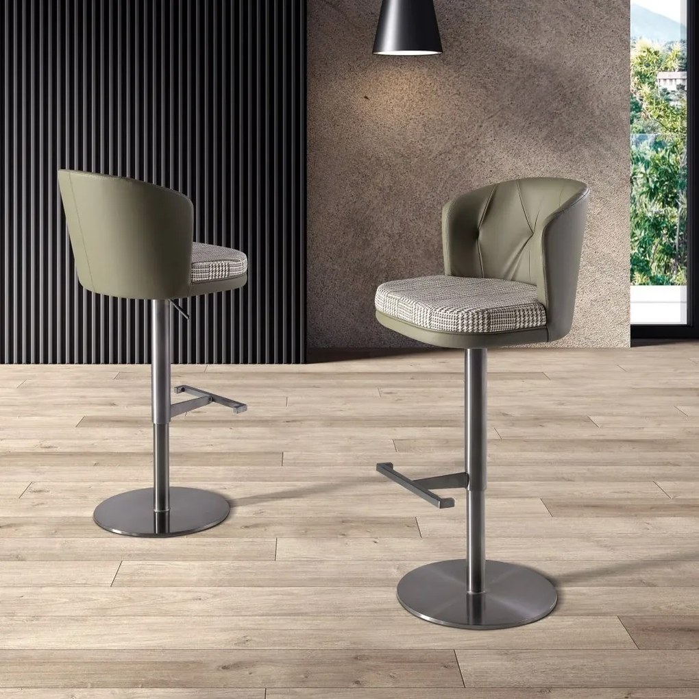 Scaun de bar pivotant cu inaltime reglabila Stool verde inchis