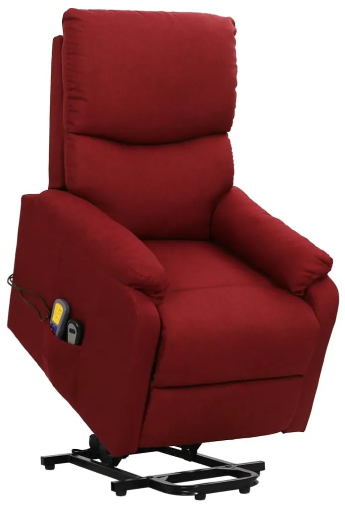 329752 vidaXL Fotoliu de masaj cu ridicare, roșu vin, material textil