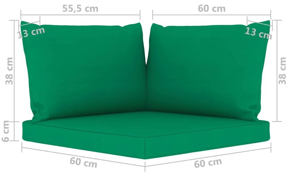 Set mobilier de gradina cu perne , verde,6 piese Verde, colt + 2x mijloc + 2x suport pentru picioare + masa, 1