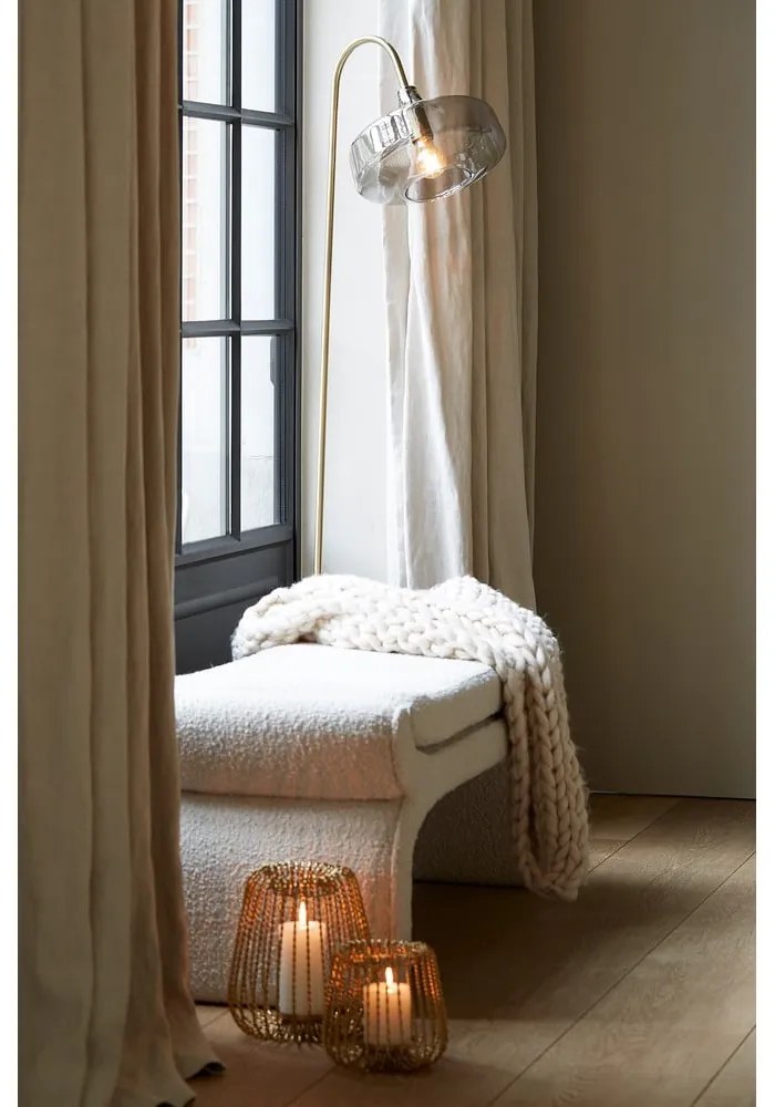 Bancă bej cu tapițerie din țesătură bouclé Nafya – Light & Living