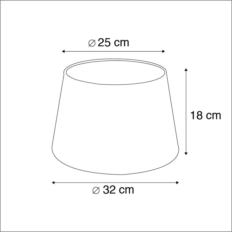 Abajur din bumbac negru 32/25/18 cu interior auriu
