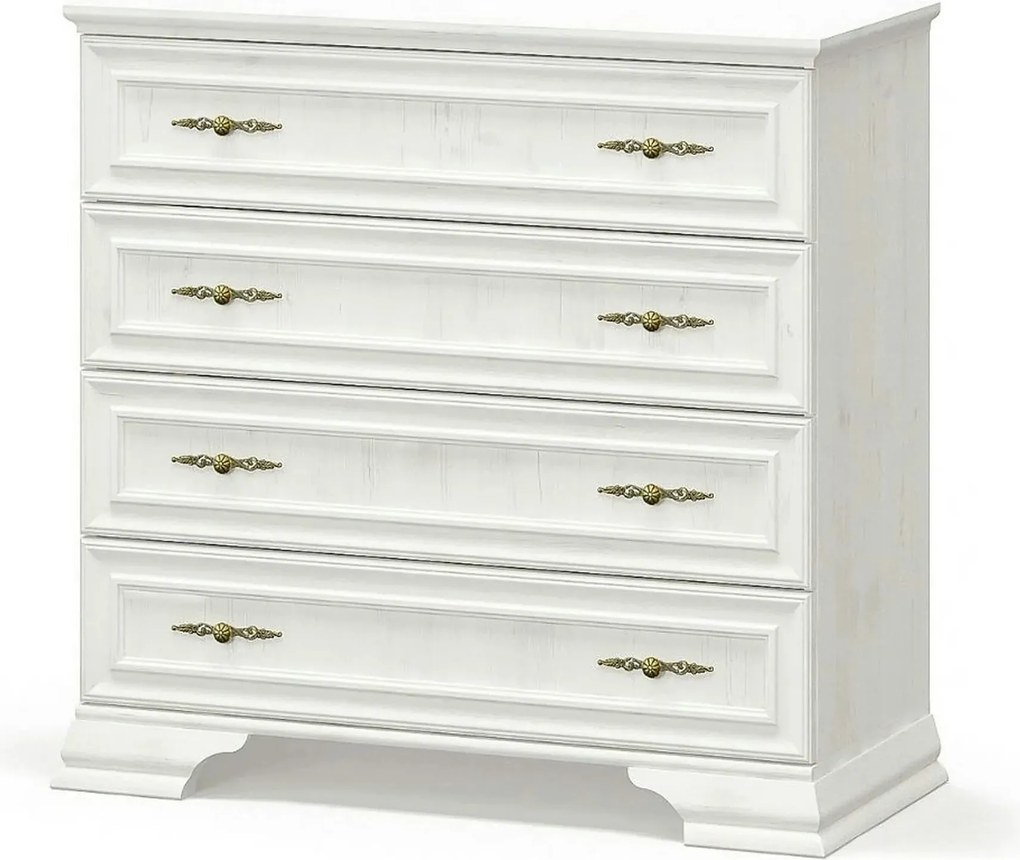 Comoda pin alb anderson IRYS, PAL laminat, cu 4 sertare, 93x39x89 cm