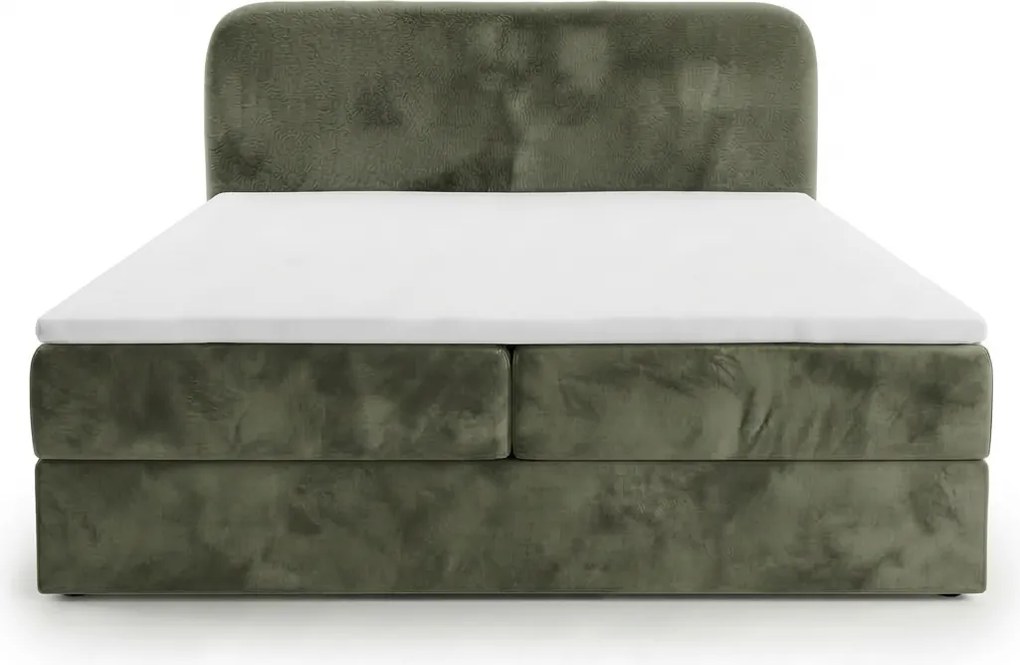 Pat tapițat boxspring FORENA 160x200 cm verde inchis Saltea: Saltea cu arcuri Bonell