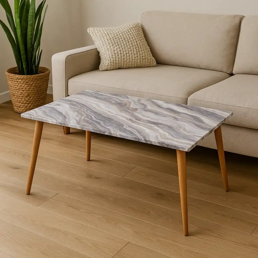 Masa de cafea PacoHoms 72 x 45 x 42 cm, Marmorat