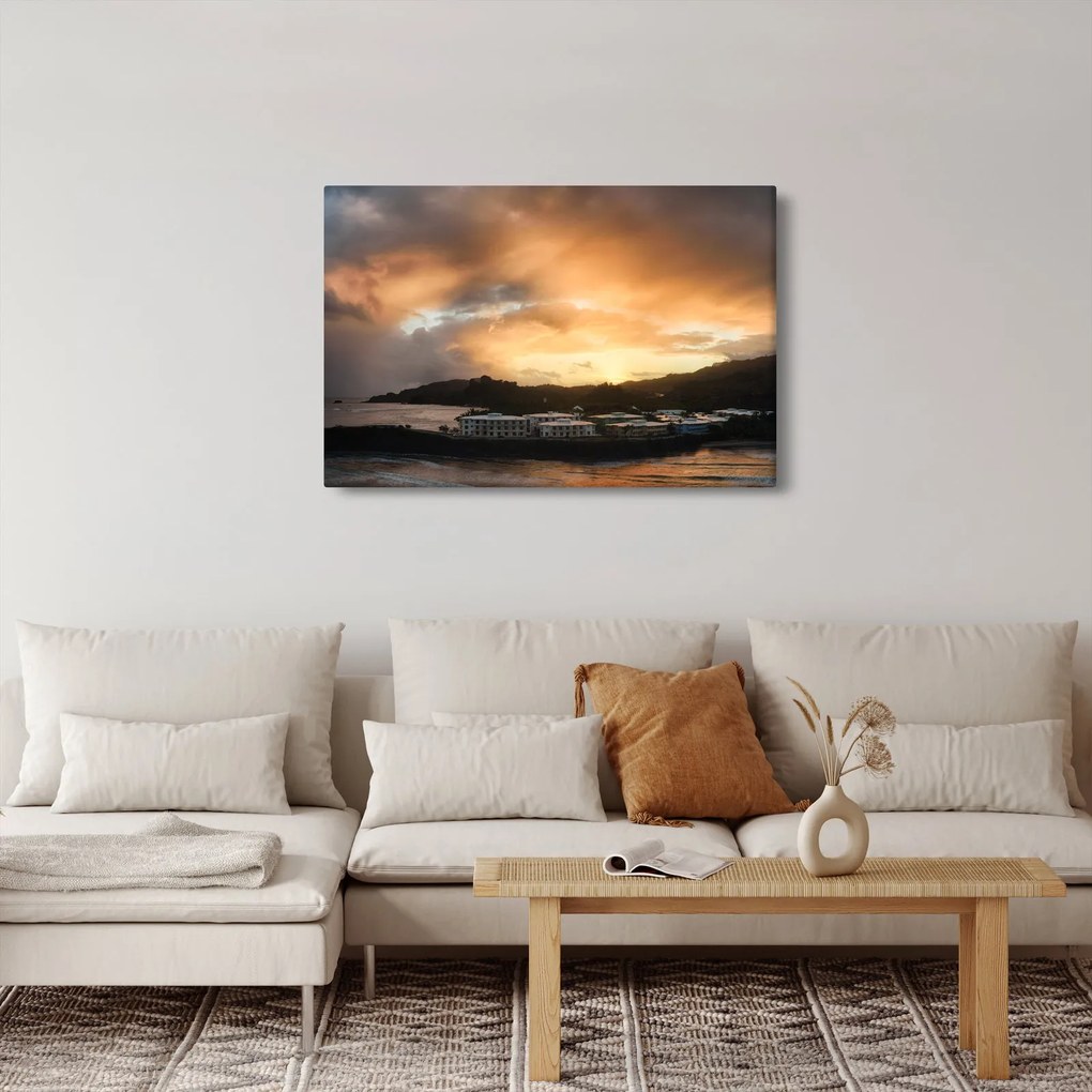 Tablou - plaja cu cerul întunecat (90x60 cm)