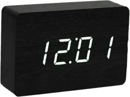 Ceas deșteptător cu LED Gingko Brick Click Clock, negru-alb