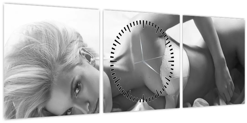 Tablou - Boudoir alb-negru (cu ceas) (90x30 cm)