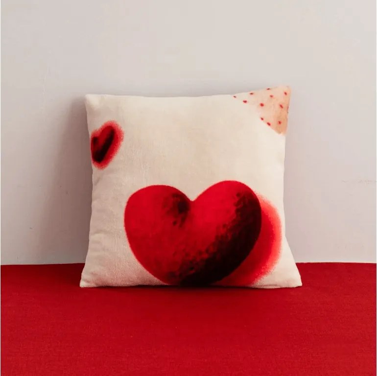 Fata de perna dubla fata DUO SENSE HEARTELLE 45x45 cm microplus/flanel, crem