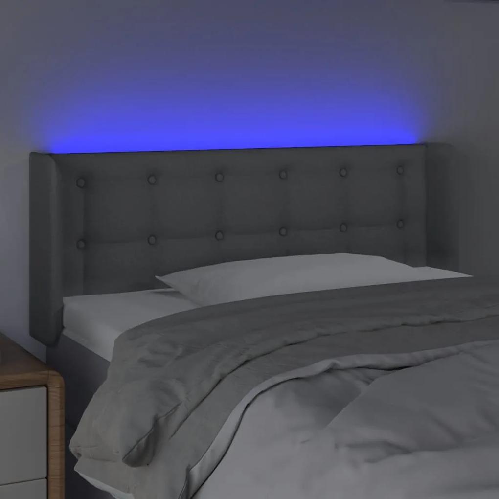 Tablie de pat cu LED, gri deschis, 93x16x78 88 cm, textil 1, Gri deschis, 93 x 16 x 78 88 cm