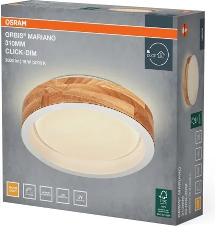 Osram -LED Plafonieră dimabilă MARIANO LED/16W/230V diam. 31 cm stejar/alb