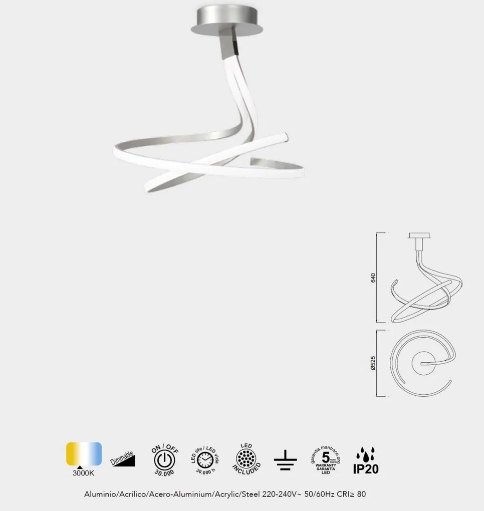Lustra LED dimabila design modern NUR argintiu crom