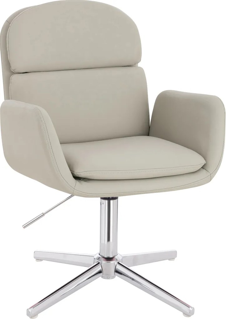 HR480CROSS Scaun Ecru Piele Ecologica Premium Soft cu Bază Cromata