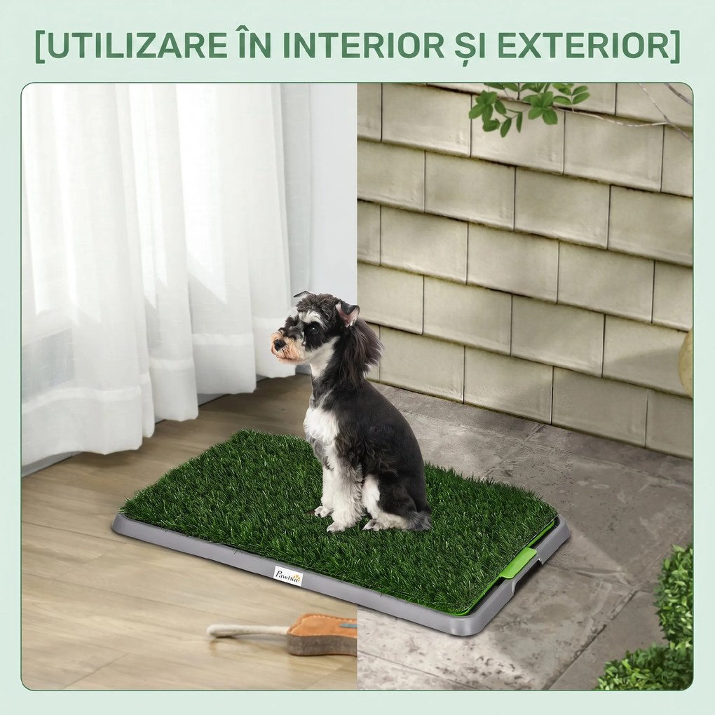 PawHut Toaletă pentru Câini, Iarbă Artificială pentru Câini cu Tavă pentru Antrenamentul la Oliță, 67x41 cm, Verde
