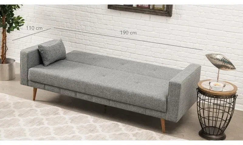 Canapea extensibila cu 3 Locuri Glasgow, Gri, 214 x 90 x 75 cm