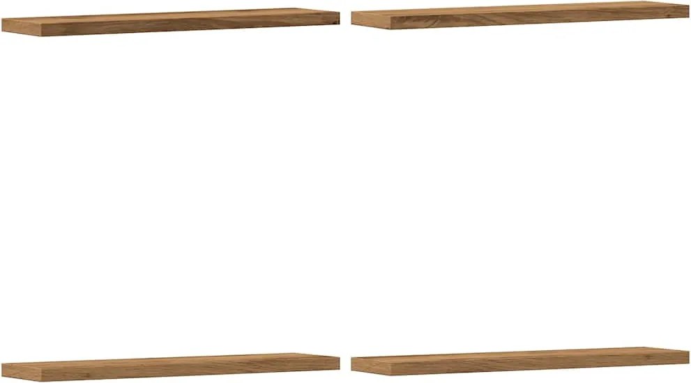 vidaXL Rafturi de perete, 4 buc., stejar artizanal, 40x10x1,5 cm, lemn