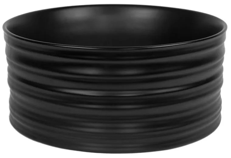 Lavoar pe blat, Fluminia, My Black Circle, rotund, diametru 41 cm, cu ventil, negru mat