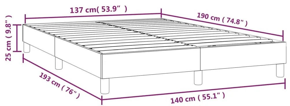 Cadru de pat box spring, maro inchis, 140x190 cm, textil Maro inchis, 25 cm, 140 x 190 cm