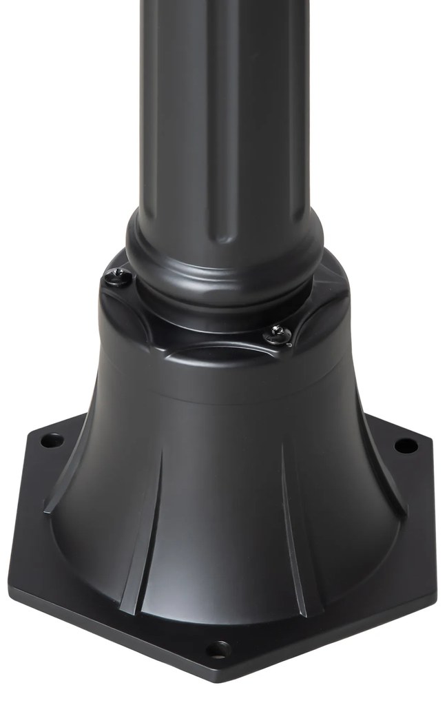 Outsunny Lampa de Gradina cu Celule Solare din Sticla Securizata, Iluminat Exterior 194 cm Inaltime, Lampa de Gradina cu 19 LED-uri 130 Lumen 3000K pentru Gradina, Decor Balcon, Negru | Aosom Romania