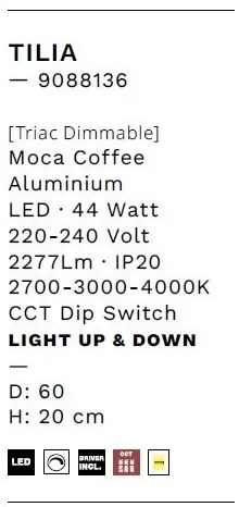 Plafoniera LED design minimalist TILIA moca coffee