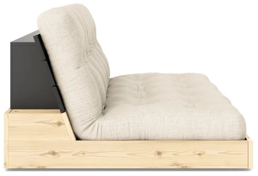 Canapea gri-bej extensibilă cu tapițerie din in 196 cm Base – Karup Design