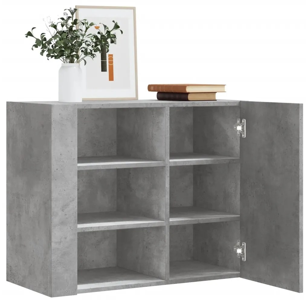 vidaXL Dulap de perete, gri beton, 75x35x60 cm, lemn prelucrat