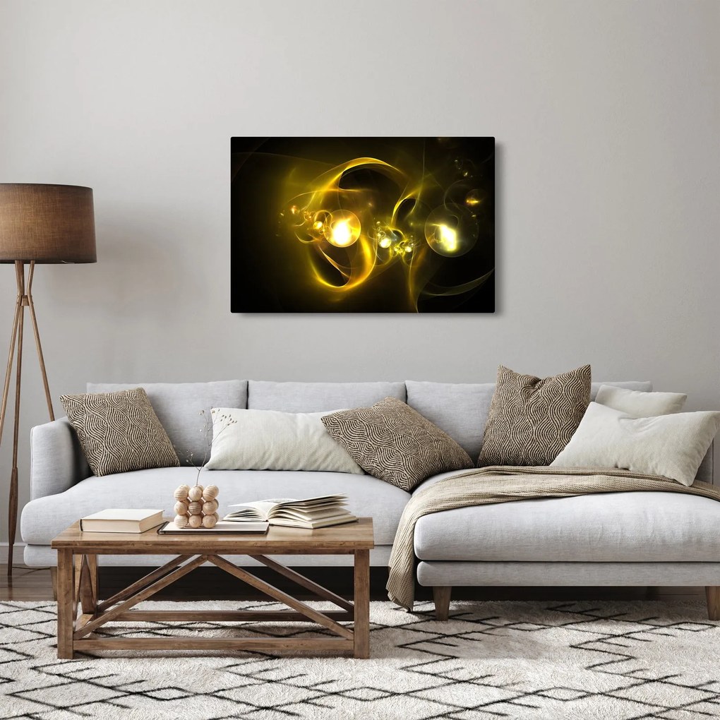 Tabloul abstract cu bile galbene (90x60 cm)