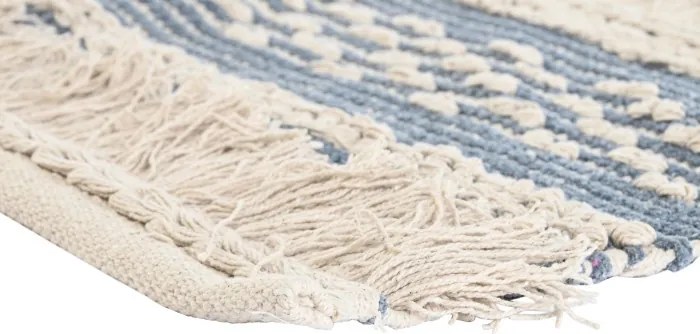 Covor din bumbac țesut manual, albastru și alb, 120 x 180 cm, 1600 gr, „Cotton Carpet Blue"