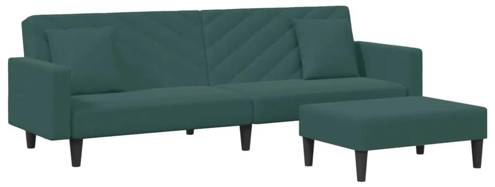 3216270 vidaXL Set canapea cu perne, 2 piese, verde închis, catifea