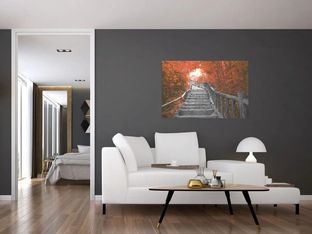 Tablou - Scări în natură, portocaliu (90x60 cm)
