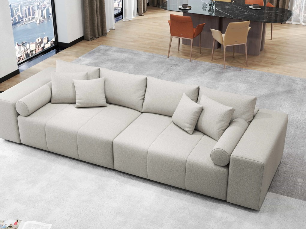 Canapea extensibilă dumonde cu ladă de depozitare si sezut confortabil din spuma high-density, Marbela Enjoy Beige XXL 295x100 cm