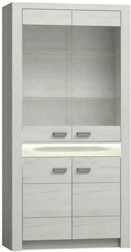 Vitrina INFINITY I-03, frasin alb, PAL melaminat/sticla, 96x42x192 cm