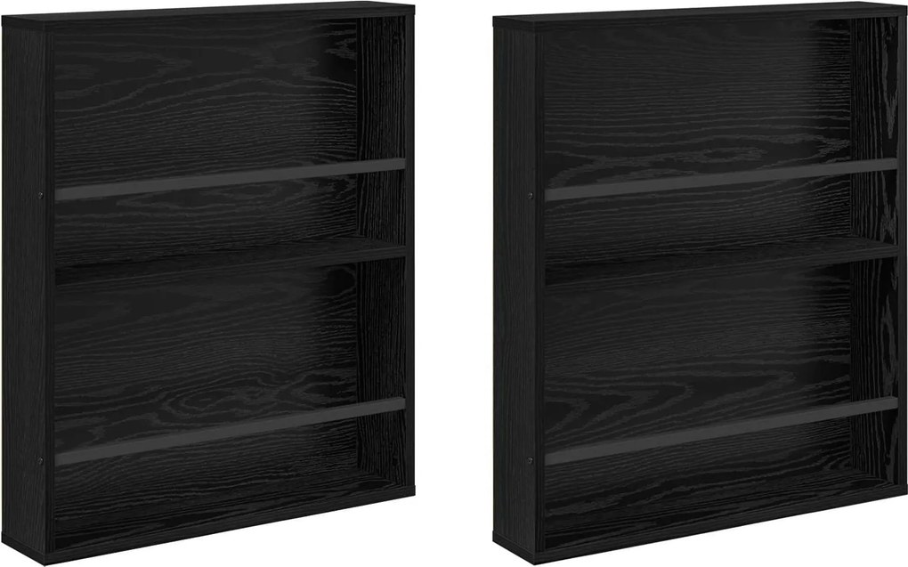 vidaXL Raft pentru reviste cu raft 2 pcs Stejar Negru 60 x 12 x 70 cm