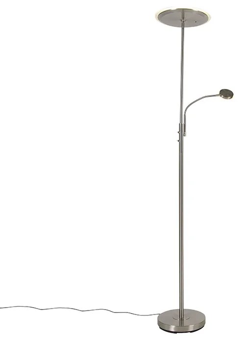 Lampă de podea modernă din oțel cu LED-uri cu telecomandă și braț de citire - Strela