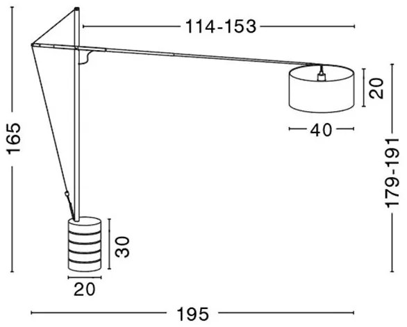 Lampadar, lampa de podea moderna cu inaltime reglabila Traccia negru