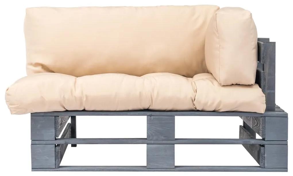 Canapea de gradina din paleti cu perne nisipii, lemn de pin grey and sand, 1
