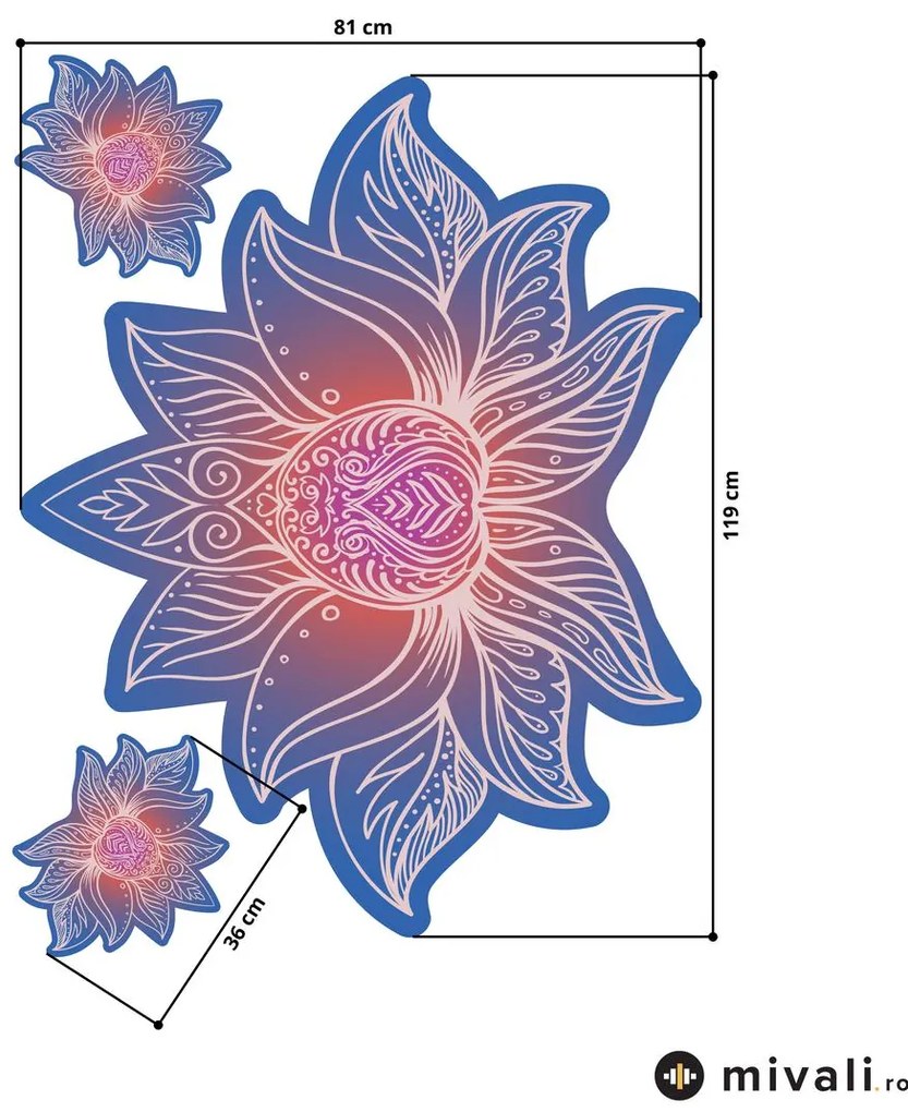 Autocolante de perete - Mandala de lotus roșu - albăstrui