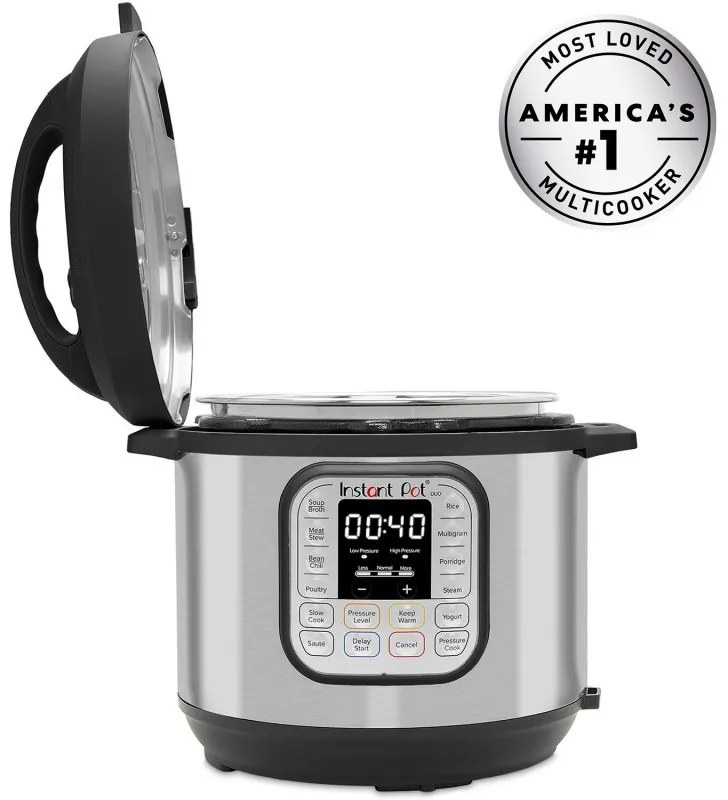 Multicooker Instant Pot DUO 6 112018201, 1000W, 5.7L, 13 programe, 7 functii, Sistem de siguranta, Argintiu/Negru