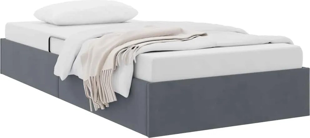 vidaXL Pat cu storage cu headboard Gri închis 100 x 200 cm Catifea