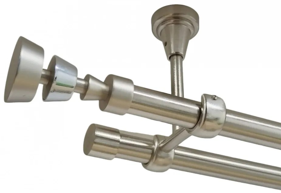Galerie dubla afina fara inele prindere tavan 19/19 mm inox (Alege marime: 240 cm)