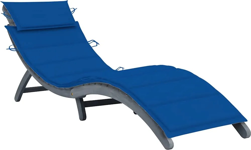 vidaXL Șezlong de grădină cu pernă gri, lemn masiv de acacia