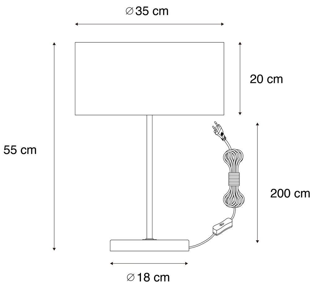 Lampă de masă din alamă cu abajur din catifea maro 35cm - Kaso