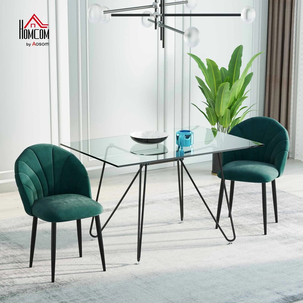 HOMCOM Set de 2 Scaune Căptușite fără Cotiere, Scaune pentru Sufrageri sau Bucatarie, 50x54x80 cm, Verde | Aosom Romania